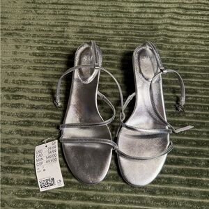 H&M Metallic Silver Strappy Sandals